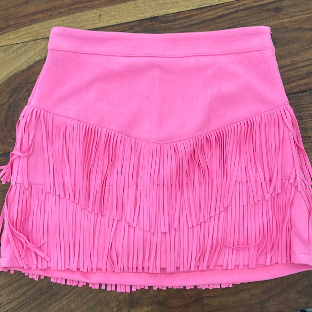 Pink Fringe Skirt w/ Attached Shorts